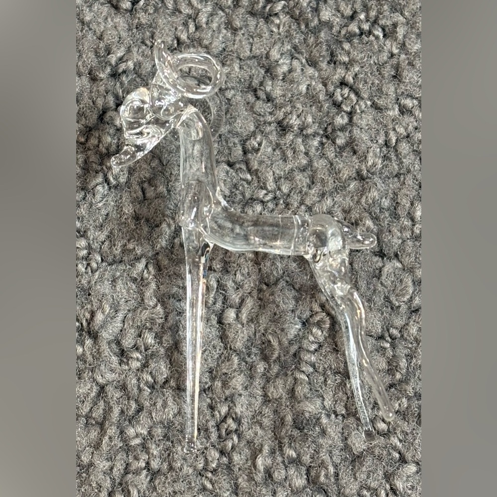 Clear Crystal Glass Mini Figurine Ram Bighorn Sheep 3”